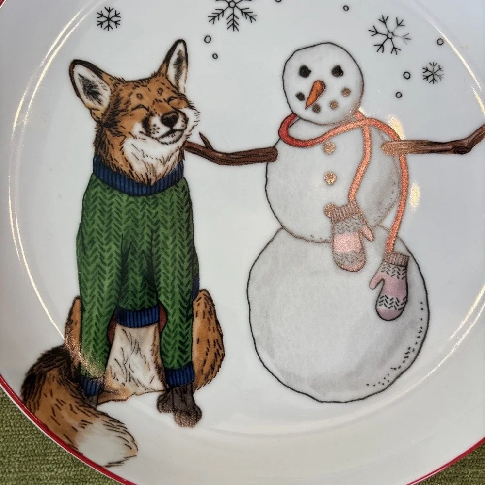 West Elm 2020 Rachel Kozlowski Christmas Dapper Animal Fox Salad Plate So Cute